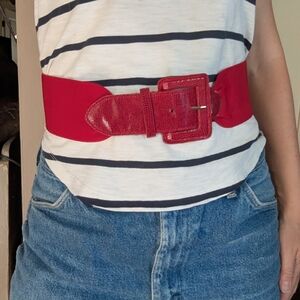 vintage STRETCH RED BELT 1980's 80's M